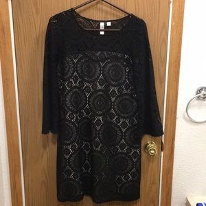 Black lace mini dress.